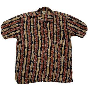 COOL STUFF Hawaiian Shirt Surf Board Floral Sz. Med. Made In Sultanate Of Oman
